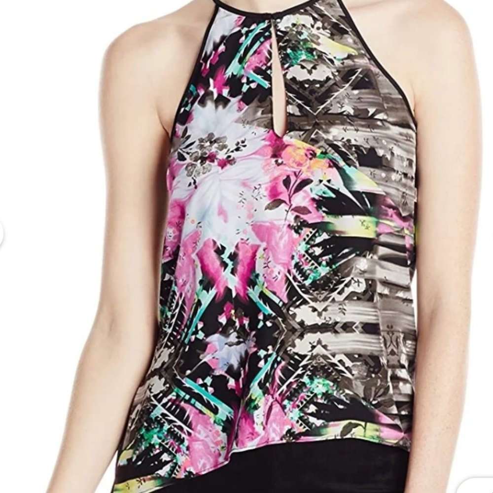 Parker Nassau Combo Halter Neck Silk Tank Top Size S
